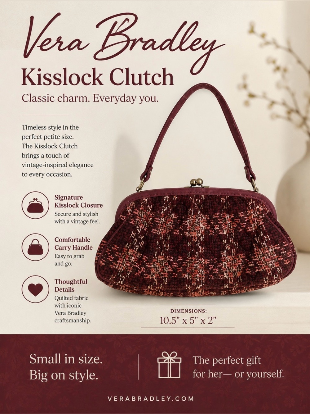 Vera Bradley Little Betsy Kisslock handbag NEW